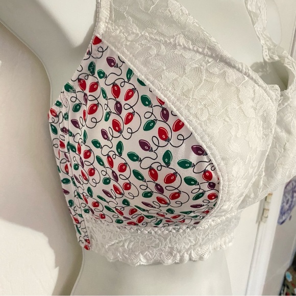 Rhonda Shear Ahh Pin-Up Lace Leisure Bra Holiday Edition Christmas Lights- XL - Picture 7 of 11
